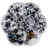 Conjunto de Caixa de Flores de Ameixa Pérola Artificial Semicírculo Ab Colorido Patch para Unha de Base Plana Cor Mista Acessórios de Joia Capa de Celular DIY