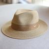 Sombrero de paja panameño para mujer, sombrero de copa de verano, sombrero de jazz combinable, sombrero para el sol ajustable, sombrero para el sol coreano para viajes y compras.
