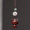 Sándalo, Palo de rosa, Sándalo verde Tallado Dibujo animado Lindo Oso Fresa Móvil Cadena Llavero Mochila Decoración Colgante