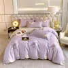 Suave juego de ropa de cama de lujo con estampado floral rosa, tela cepillada de doble cara engrosada, fresco y dulce, adecuado para todas las estaciones en el dormitorio