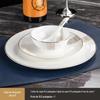 Configuração de Mesa para Clubhouse, Conjunto de Louça para Jantar de Hotel Estilo Chinês, Tigelas de Cerâmica de Alta Qualidade para Sala Privada, Pratos, Copos, Conjunto de Louça de Quatro Peças com Borda Dourada para Restaurante