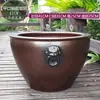 Vaso de Lótus Cerâmico Vaso de Lírio d'Água para Pátio Aquário Tanque de Peixes Hotel Pátio Casa de Hóspedes Tanque de Água Vaso com Furo para Plantio
