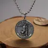 Plata de Ley s925 Arcángel Miguel San Miguel Guardián Relleno Colgante de Doble Cara Tendencia de Moda Estilo Europeo y Americano