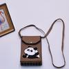 Bolso para teléfono móvil de estilo coreano con diseño de panda pequeño, bandolera de punto, bolso de mano con solapa, bolso informal para salir