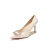 9169B-233 Elegante hebilla cuadrada de pedrería zapatos brillantes para banquete boda trabajo diario para mujer