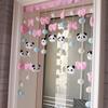 Panda Chica Lazo Rosa Corazón Amor Hogar Dormitorio Velcro Pegatina Partición Cortina de Puerta sin Perforaciones