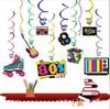Artículos creativos para fiestas temáticas de los 90, adornos colgantes en espiral para tirar de banderas, juego de accesorios fotográficos para tirar de flores, decoración de tarjetas