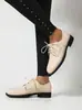 Nuevos zapatos europeos y americanos de primavera y otoño para mujer con cordones, punta redonda, de una sola capa, tacón cuadrado bajo, zapatos profesionales talla grande 40-43, zapatos de comercio exterior