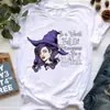 Camiseta estampada com padrão de letras 2023 Nova Harajuku Menina dos anos 90 Halloween Rua Gola Redonda