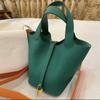 Outlet de Fábrica 2024 Nueva Bolsa Cesta para Verduras Bolso Cubo de Piel de Vaca Patrón Lichi Superior Piel de Vaca Bolso de Mano para Mujer Versátil