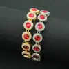 Europa e Estados Unidos transfronteiriço quente 18K ouro masculino colar joias hip hop redondo vermelho diamante costura corrente cubana personalidade corrente de pescoço