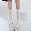 Meias de Veludo Acima do Joelho Laço Branco Estilo Ballet Meias Coxa Estilo Japonês Meias Jk Verão Desejo Puro Garota Fofa