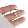 Anel de Laço Rosa Doce com Diamante para Mulheres Usarem Elegante e Fashionável Anel Aberto de Prata S925 Anel para Dedo Indicador