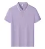 Camisa polo de manga corta de seda, lino y Lyocell con un diseño sencillo y versátil, adecuada para ropa de negocios casual, con características de ropa de trabajo estampadas y bordadas.
