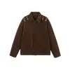 Responde Me Tendencia Nacional Chaqueta de Cuero PU Gamuzado de Alta Gama para Hombre con Hebilla de Avión Corte Holgado Chaqueta Biker W507