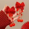 2026 Ano Novo Tassel Vermelho Grampo de Cabelo Crianças Saudação de Ano Novo Dança do Leão Presilha de Cabelo Acessório de Cabelo Meninas Estilo Antigo Hanfu Presilha Adorno de Cabeça