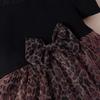 Ropa para Niños Baopai Verano Europeo y Americano Suéter para Niños Algodón Raya Canalé Manga Corta Estampado de Leopardo Malla Lazo Vestido para Niña
