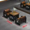 Sofá de Canto Estilo Industrial para Bar Restaurante de Churrasco Área de Lounge Speakeasy Cafeteria Conjunto de Mesa e Cadeiras de Ferro Forjado