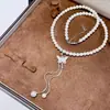 Collar con Borla de Cuentas Tamaño Mariposa Galvanizadas que Conservan el Color, Perlas Redondas para Mujer, Lujo Ligero, Elegante, Moderno, Joyería de Nicho