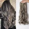 Extensões de Cabelo Femininas Europeias e Americanas Tipo Presilha Bb, Conjunto de Sete Peças, Extensões de Cabelo Longo Cacheado Ondulado Grande, Perucas de Extensões de Cabelo Cacheado Longo Naturais Invisíveis