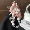Alça de celular criativa em forma de coração com contas DIY corrente para capa de celular pingente de coração com contas feito à mão acessório decorativo