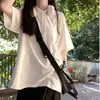 Camiseta versátil de moda estilo coreano ins blanca de algodón puro, manga corta, cuello polo, verano 2026, estilo universitario, holgada