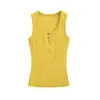 Colete de Verão Feminino Doce Picante com Gola Quadrada, Botões e Sem Mangas, Nova Moda Versátil, Slim Fit, Cor Sólida, Camada Base Casual
