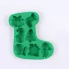 Formas de Bolo Múltiplas Meia de Natal Árvore Boneco de Neve Formas de Silicone Bolo Pudim Chocolate Sobremesa Formas