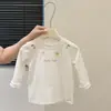 Nuevo Estilo Camiseta Base Bordada Estilo Coreano para Niñas Primavera para Bebés Moda Tendencia Top Infantil Ropa Infantil