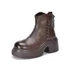 Botines Cortos de Cuero Genuino Tian Nige con Tacón Grueso, Suelas Gruesas, Forro de Felpa, Botas Cálidas de Algodón con Cremallera Trasera, Botas Delgadas de Piel de Vaca de Primera Capa Invierno 2025