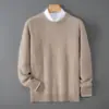 Suéter de Lana 100% Pura de Cuello Redondo Simple Nuevo Otoño Invierno para Hombre, Engrosado, Tacto de Alta Calidad, Holgado, Suéter Base