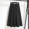 2025 Novo Estilo de Verão Simples Roupa de Trabalho Elegante Versátil Cintura Alta Saia A-Line Plissada Saia Cor Pura para Mulheres