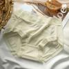 Paquete independiente] camelia 7A ultrafina antibacteriana sin rastro ropa interior de seda de hielo para mujer seda cintura media encaje calzones para mujer