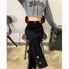 Pantalones vaqueros negros elásticos de tubo para mujer, primavera y otoño 2024, nuevos pantalones rectos estrechos de cintura alta con nueve puntos
