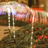 Luz decorativa de ambiente movida a energia solar LED fibra óptica água-viva à prova d'água externa pátio jardim área de villa luz de estaca de solo fábrica