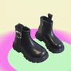 Botas Martin para niña nueva moda infantil estilo británico botines niña pequeña suela blanda antideslizante niños medianos y grandes forro de terciopelo forro sencillo