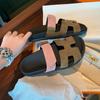 Versión de Piel de Oveja ~ Zapatos Erjiu de Celebridad de Internet, Pantuflas de Una Tira Casuales y de Moda para Mujer, Calzado de Exterior para Verano, Sandalias H con Velcro de Suela Gruesa