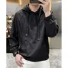 Chaqueta de Retazos Funcional de Nuevo Estilo Moderno Sudadera con Capucha Versátil de Guerrero Negro Fresco Ropa de Trabajo Superior Sudadera de Manga Larga para Hombre