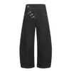 Diseño Personalizado Hebilla de Metal de Avión Solapa Diagonal Jeans Tipo Cimitarra para Hombre Hip-Hop Modernos Pantalones Anchos Holgados