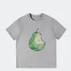 Camiseta suelta de manga corta con estampado de pera estilo americano de seda de leche para mujer, top casual de alta gama para verano
