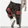 Primavera 2026 Estilo Chino Nuevos Pantalones Harem de Lino y Algodón para Hombre Pantalones Casuales Estampados Hip-Hop para Hombre P30