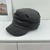 Sombrero de Montar Plisado Retro Versátil para Mujer, Cálido y Elegante para Otoño/Invierno, Protección Solar, Adelgazamiento Facial, Sombrilla de Viaje, Gorra tipo Newsboy