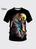 Nueva Moda Hombre Halloween Calle Divertido Horror Chagi Impresión Digital 3D Cuello Redondo Manga Corta Transfronterizo