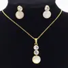 Set de Joyería de Piedra Ojo de Gato Más Vendido Transfronterizo, Diseño Moderno y Sencillo, Pendientes y Collar, Set de Joyería de Perlas de Alta Gama