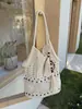 Bolso Tejido de Algodón con Borlas Caladas Artísticas Estilo Bosque, Bolso de Hombro/Axila de Gran Capacidad Estilo Étnico para Vacaciones en la Playa