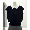 Tejido de Punto Waffle con Lentejuelas para Mujer, Manga Corta, Cuello Solapa, Ajuste Ligeramente Holgado, Estilo Nuevo Verano 2026, Lujo Ligero de Lana Tencel