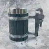 Taza de Cerveza de Resina con Forma de Barril de Madera Taza de Cerveza de Acero Inoxidable con Imitación de Madera Taza con Forma de Barril Taza con Forma de Tambor Cafetera Taza de Barriga