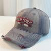 Gorra de Béisbol Suave con Bordado de Letras Lavada con Agujeros Estilo Coreano de Moda Cabeza Grande de Alta Calidad Moldeadora de Rostro Gorra de Béisbol para Pareja