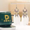 2027 Tus Pendientes Sencillos de Plumas Tixi, Accesorios de Cristal Personalizados Estilo Étnico Retro, Joyería de Yunnan al por Mayor