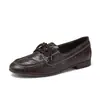Sapatos Rasos de Couro Estilo Britânico com Costura, Bico Redondo, Cano Baixo, para Mulheres, Novos Sapatos Rasos Retro com Cadarço de Pele de Ovelha com Textura de Pegada Manual